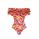 Floral Printed Ruffle One Piece Slimming Beach Wear