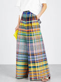 Patchwork Loose Elastic Waist Wide Leg Pants