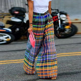Patchwork Loose Elastic Waist Wide Leg Pants
