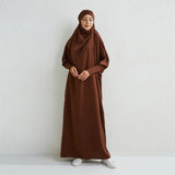 Hooded Smocking Sleeve One-piece Prayer Dress