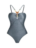 Beachy Drawstring Bodysuit With Long Skirt Swimwear