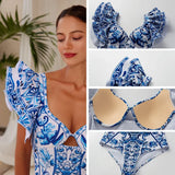 Assorted Ruffled Tummy Control One Piece Swimwear and Skirt
