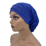 Glitter Full Body Pleated Turban Cap