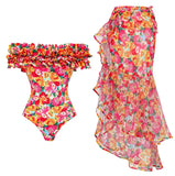 Floral Printed Ruffle One Piece Slimming Beach Wear