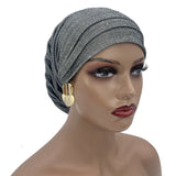 Glitter Full Body Pleated Turban Cap