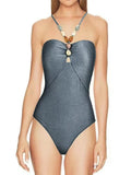 Beachy Drawstring Bodysuit With Long Skirt Swimwear