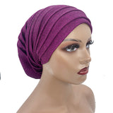Glitter Full Body Pleated Turban Cap