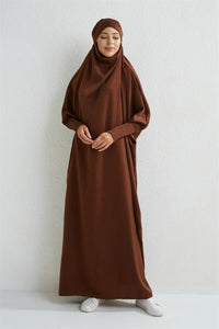 Hooded Smocking Sleeve One-piece Prayer Dress