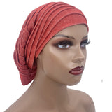Glitter Full Body Pleated Turban Cap