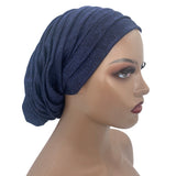Glitter Full Body Pleated Turban Cap