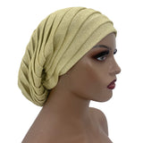 Glitter Full Body Pleated Turban Cap