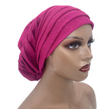 Glitter Full Body Pleated Turban Cap