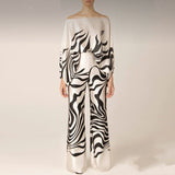Slash Neck Long Batwing Sleeve Wide Leg Pants Outfit