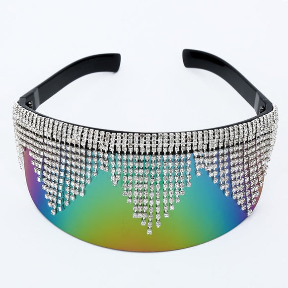 Big Frame Rhinestone Oversized Mirror Sunglasses UV400