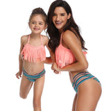 Mommy And Me Solid Top Print Bottom Bikini Two-Piece Set