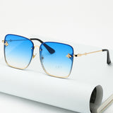 Gradient Oversize Rimless Square Bee Sunglasses UV400