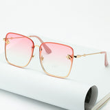 Gradient Oversize Rimless Square Bee Sunglasses UV400