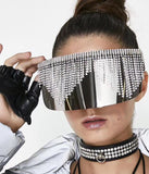 Big Frame Rhinestone Oversized Mirror Sunglasses UV400