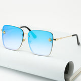 Gradient Oversize Rimless Square Bee Sunglasses UV400