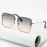 Gradient Oversize Rimless Square Bee Sunglasses UV400