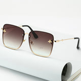 Gradient Oversize Rimless Square Bee Sunglasses UV400