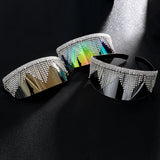 Big Frame Rhinestone Oversized Mirror Sunglasses UV400