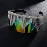 Big Frame Rhinestone Oversized Mirror Sunglasses UV400