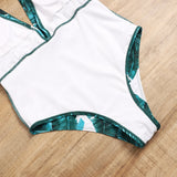 Floral Leaf Sexy Ruffle  One Piece Swimsuit