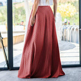 Vintage High Waist Ruffles Loose Pleated Side Zipper Maxi Skirts