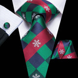 Teal Green Solid Paisley Silk Tie Set