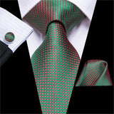 Teal Green Solid Paisley Silk Tie Set