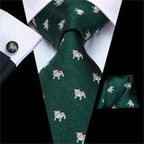 Teal Green Solid Paisley Silk Tie Set