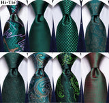 Teal Green Solid Paisley Silk Tie Set