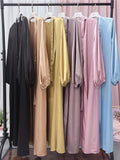Modest Women Summer Puff Sleeve Abaya Robe