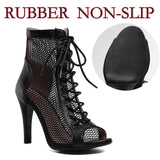 Fish Mouth Dance High Heels Mesh Boots