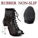 Fish Mouth Dance High Heels Mesh Boots