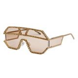 Oversized Rhinestone Geometric Pattern One Lens Sunglasses UV400