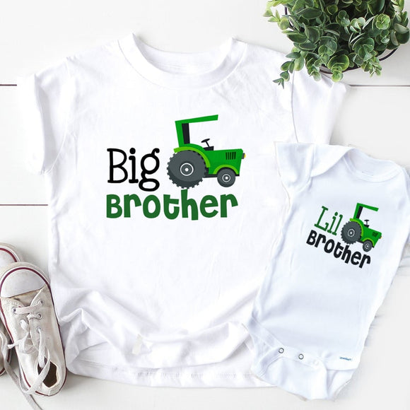 Siblings Matching Tractor Big Brother Little Brother T-Shirts