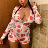 Long Sleeve Short Sleepwear Onesie Plus Size