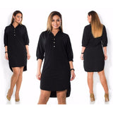 Women's  Plus Size Turn Down Collar Split Shirt Dress