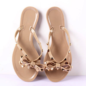 Jelly Rivet Big Bow Flip Flops