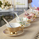 Europe Noble Bone China Coffee Cup Saucer Spoon Set