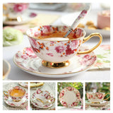 Europe Noble Bone China Coffee Cup Saucer Spoon Set