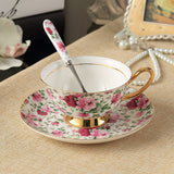 Europe Noble Bone China Coffee Cup Saucer Spoon Set
