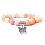 Handmade Natural Stone Lotus Charm Bracelet