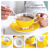 Europe Noble Bone China Coffee Cup Saucer Spoon Set