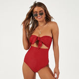 Women's  Vintage Sexy Print Bow Top Monokini Bathing Suit