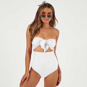 Women's  Vintage Sexy Print Bow Top Monokini Bathing Suit