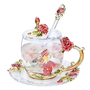 Rose Enamel Coffee  / Tea Set