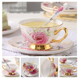Europe Noble Bone China Coffee Cup Saucer Spoon Set